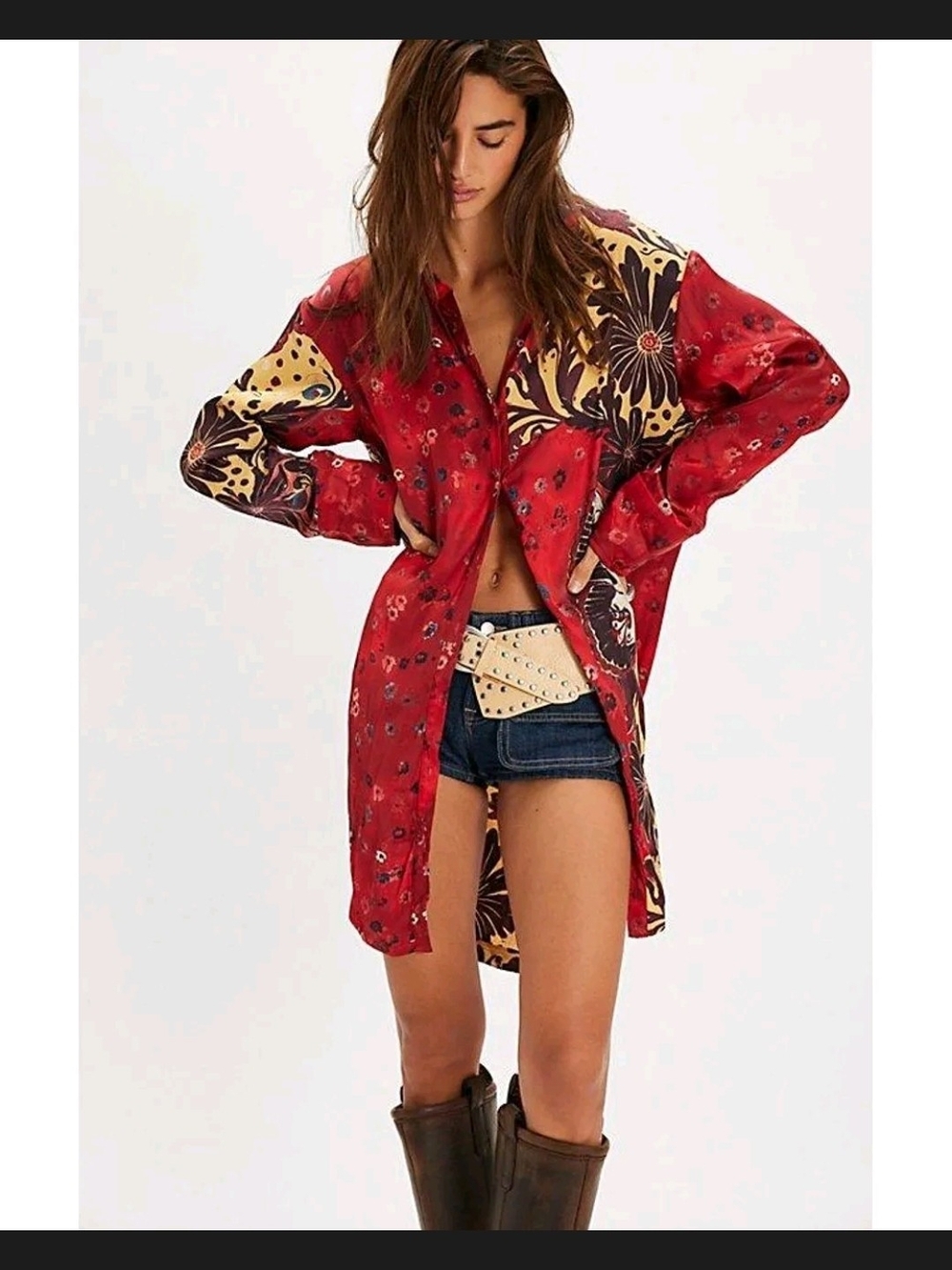 Free People Off The Vine Button-Down Shirt Sz M